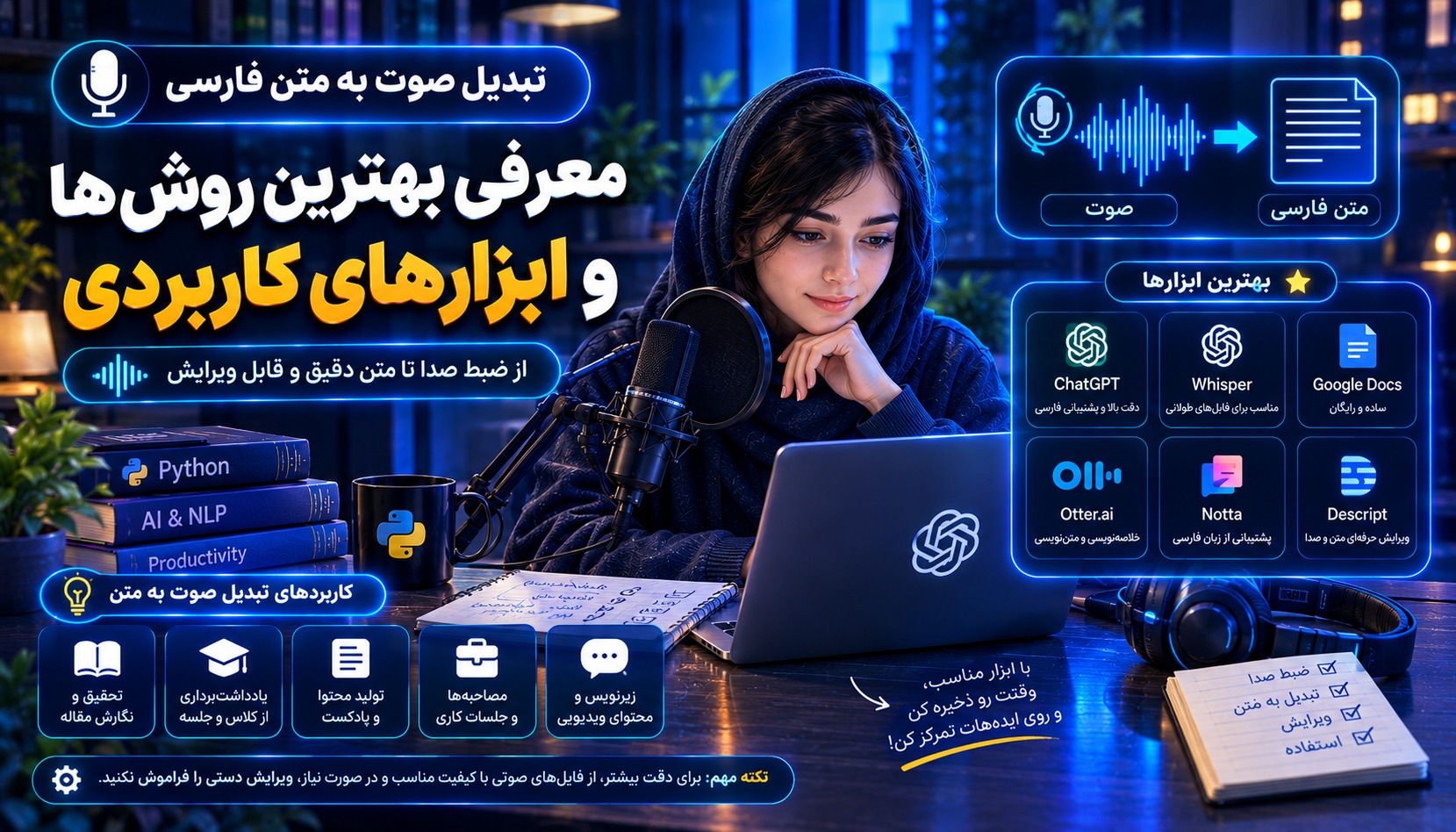 تبدیل صوت به متن فارسی؛ معرفی بهترین روش‌ها و ابزارهای کاربردی